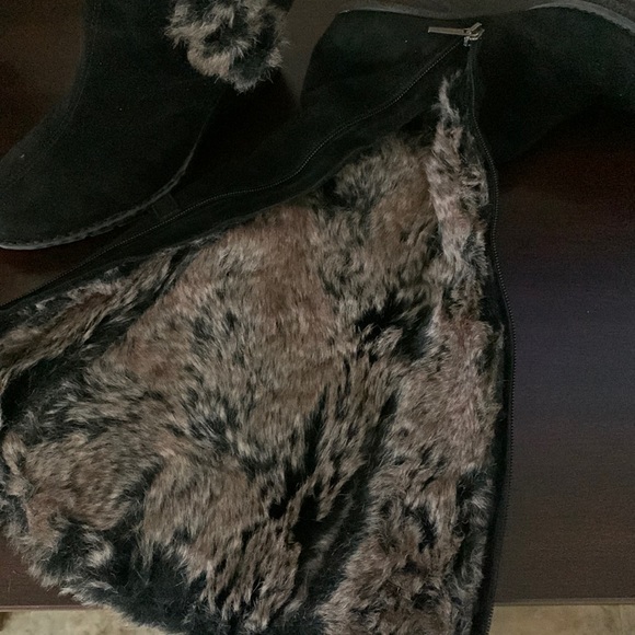 AQUATALIA by Marvin K/ ITALIAN Tall Fur Lined Suede Platform Wedge Boots - Picture 4 of 13